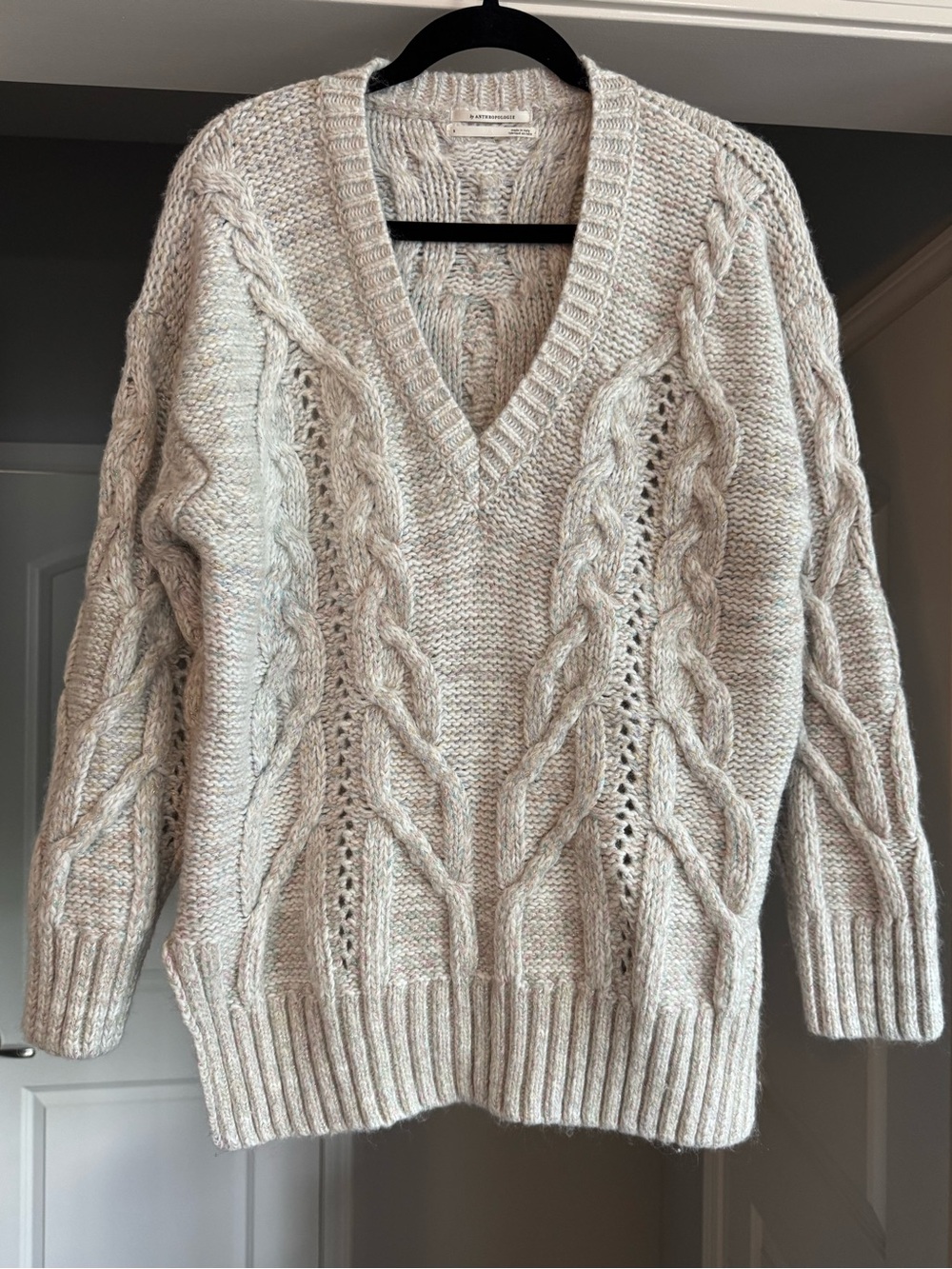 Anthropologie Chunky Knit Made in a Italy Metallic Wool Blend Sweater Small